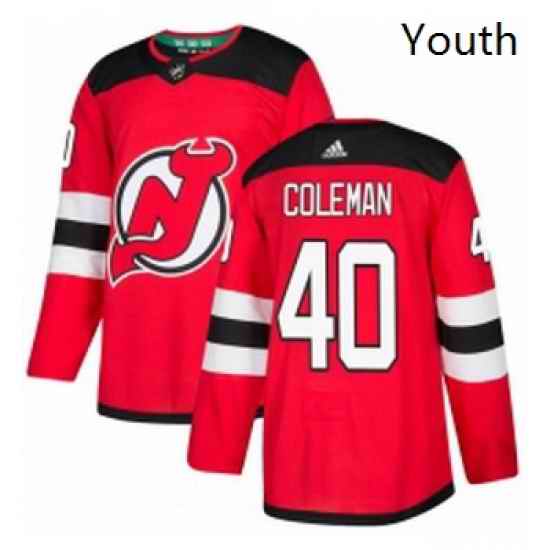 Youth Adidas New Jersey Devils 40 Blake Coleman Authentic Red Home NHL Jersey